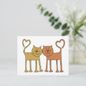 Niedlicher Cartoon Katzen mit Schwänzen Kurven zu Postkarte (Stehend Vorderseite)