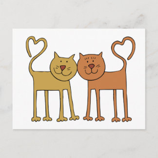Niedlicher Cartoon Katzen mit Schwänzen Kurven zu Postkarte