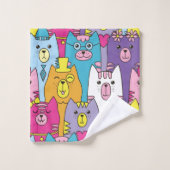 Niedlicher Cartoon Katzen Muster Personalisiert Badhandtuch Set (Waschlappen)