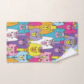 Niedlicher Cartoon Katzen Muster Personalisiert Badhandtuch Set (Handtuch)