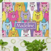 Niedlicher Cartoon Katzen Muster Personalisiert Geschirrtuch (Gefaltet)