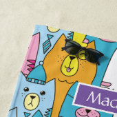 Niedlicher Cartoon Katzen Muster Personalisiert Strandtuch (Beispiel)