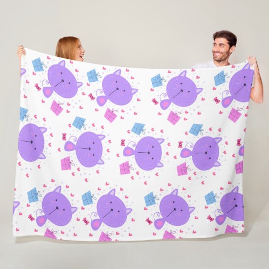 Niedlicher Cartoon Katzen Nahtloses Muster Fleecedecke (Beispiel)