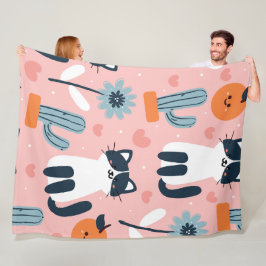 Niedlicher Cartoon Katzen Nahtloses Muster Fleecedecke