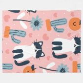 Niedlicher Cartoon Katzen Nahtloses Muster Fleecedecke (Vorderseite (Horizontal))