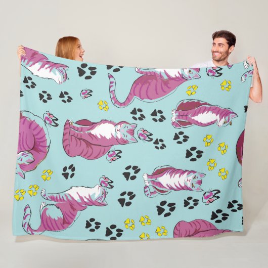 Niedlicher Cartoon Katzen Nahtloses Muster Fleecedecke (Beispiel)