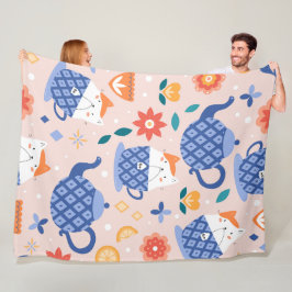 Niedlicher Cartoon Katzen Nahtloses Muster Fleecedecke