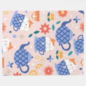 Niedlicher Cartoon Katzen Nahtloses Muster Fleecedecke (Vorderseite (Horizontal))