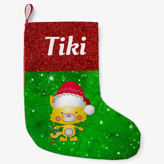 Niedlicher Cartoon Katzen Name des Tieres Kleiner Weihnachtsstrumpf (Vorderseite)