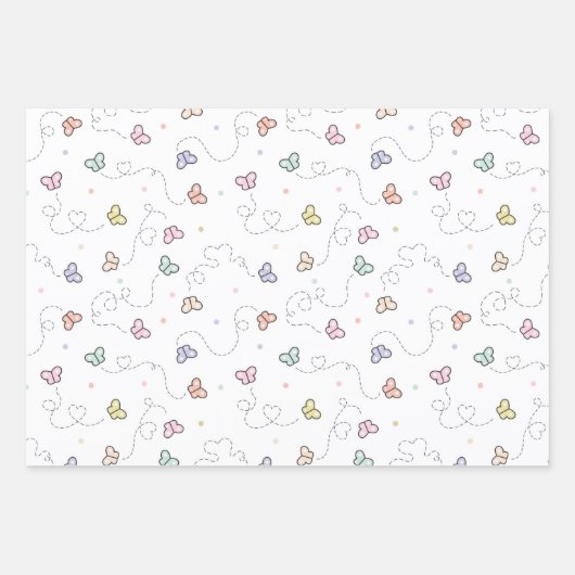 Niedlicher Cartoon Katzen und Schmetterlinge Sprin Geschenkpapier Set (Vorderseite 2)