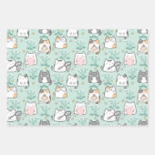 Niedlicher Cartoon Katzen und Schmetterlinge Sprin Geschenkpapier Set (Vorderseite 3)