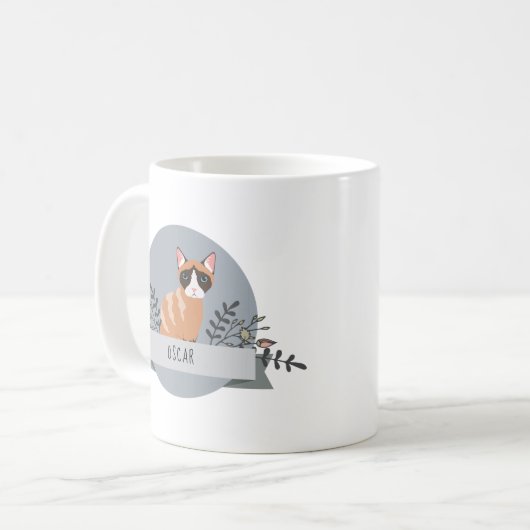Niedlicher Cartoon Katzenbezeichnung Katze Katze A Kaffeetasse (Vorderseite Links)