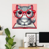Niedlicher Cartoon Katzenbrille tragen Poster (Heimbüro)