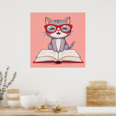 Niedlicher Cartoon Katzenbrille tragen Poster (Küche)