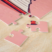 Niedlicher Cartoon Katzenbrille tragen Puzzle (Seite)