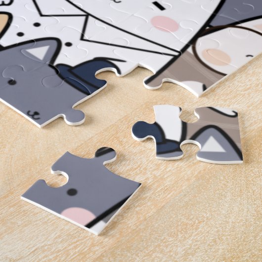 Niedlicher Cartoon Katzenkätzchen Muster Monogramm Puzzle (Seite)