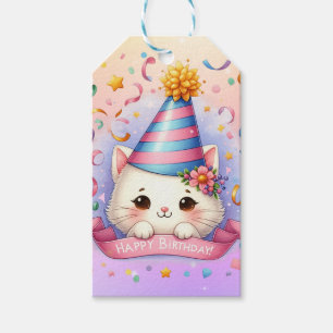 Niedlicher Cartoon Kawaii Kitty Cat Happy Birthday Geschenkanhänger