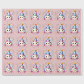 Niedlicher Cartoon Kawaii Kitty Cat Happy Birthday Geschenkpapier (Flach)