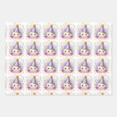 Niedlicher Cartoon Kawaii Kitty Cat Happy Birthday Geschenkpapier Set (Vorderseite 2)