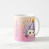 Niedlicher Cartoon Kawaii Kitty Cat Happy Birthday Kaffeetasse (VorderseiteRechts)
