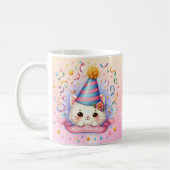 Niedlicher Cartoon Kawaii Kitty Cat Happy Birthday Kaffeetasse (Links)