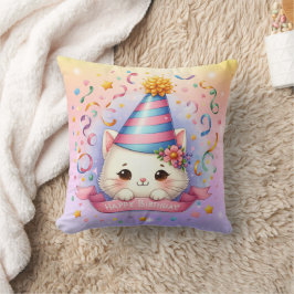 Niedlicher Cartoon Kawaii Kitty Cat Happy Birthday Kissen