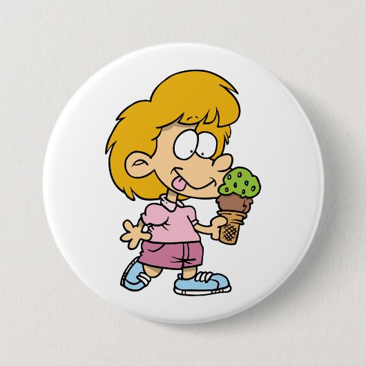 Niedlicher Cartoon Kid Eis Creme Cone Button (Vorderseite)