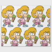 Niedlicher Cartoon Kid Eis Creme Cone Geschenkpapier (Flach)