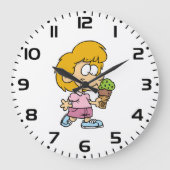 Niedlicher Cartoon Kid Eis Creme Cone Große Wanduhr (Vorderseite)