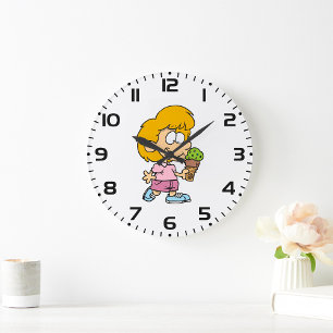 Niedlicher Cartoon Kid Eis Creme Cone Große Wanduhr