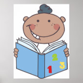 Niedlicher Cartoon Kid Lesen eines Nummernbuchs Poster (Vorne)