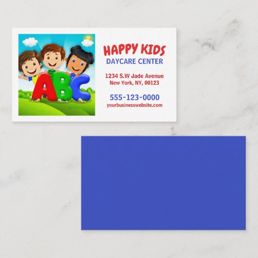 Niedlicher Cartoon Kinder Kinderbetreuung Kinderbe Visitenkarte (Vorne/Hinten)