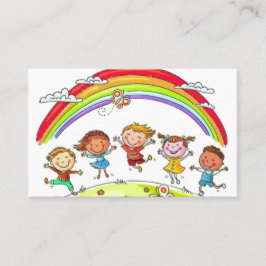 Niedlicher Cartoon Kinder Rainbow Daycare Kinderbe Visitenkarte