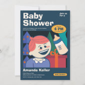 Niedlicher Cartoon Kinderdusche Einladung (Vorderseite)