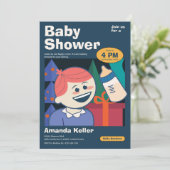Niedlicher Cartoon Kinderdusche Einladung (Stehend Vorderseite)