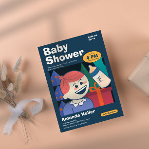 Niedlicher Cartoon Kinderdusche Einladung