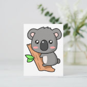 Niedlicher Cartoon Koala Bear auf Eukalyptus Tree Postkarte (Stehend Vorderseite)