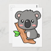Niedlicher Cartoon Koala Bear auf Eukalyptus Tree Postkarte (Vorne/Hinten)