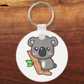 Niedlicher Cartoon Koala Bear auf Eukalyptus Tree Schlüsselanhänger (Vorderseite)
