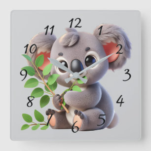 Niedlicher Cartoon Koala Bear Quadratische Wanduhr