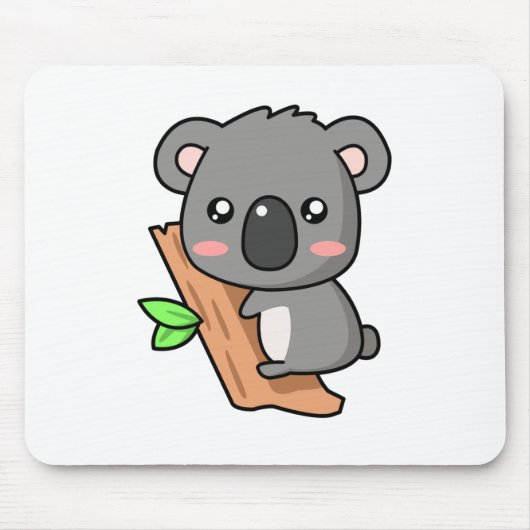Niedlicher Cartoon-Koala betreffen Eukalyptus-Baum Mousepad (Vorne)