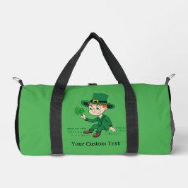 Niedlicher Cartoon-Kobold mit Kleeblatt und Regenb Duffle Bag
