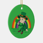 Niedlicher Cartoon-Kobold mit Kleeblatt und Regenb Keramik Ornament (Rechts)