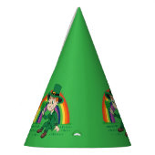 Niedlicher Cartoon-Kobold mit Kleeblatt und Regenb Partyhütchen (Links)