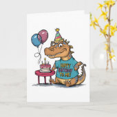 niedlicher Cartoon Komodo Dragon Geburtstag Karte (Gelbe Blume)