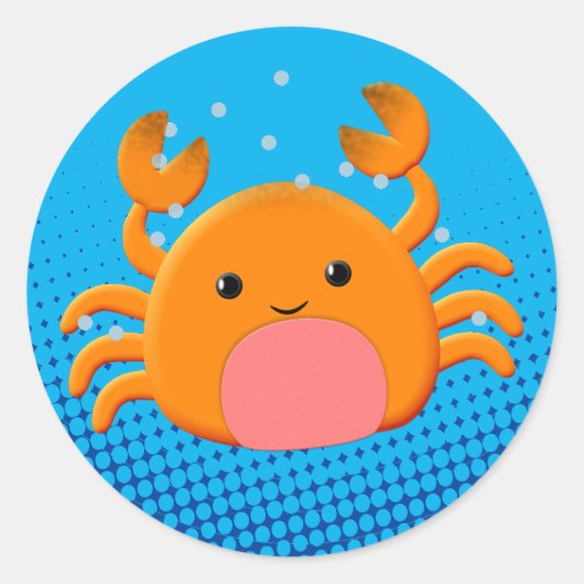 Niedlicher Cartoon Krabben Runder Aufkleber (Vorderseite)
