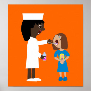 Niedlicher Cartoon Krankenschwester gibt Kindermed Poster