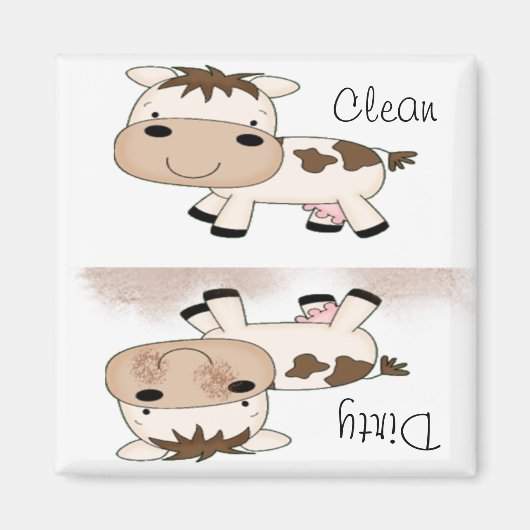 Niedlicher Cartoon Kuh Cean und Dirty Magnet (Vorne)