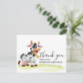 Niedlicher Cartoon Kuh Danke Karte (Stehend Vorderseite)