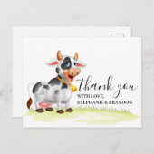 Niedlicher Cartoon Kuh Danke Karte (Vorne/Hinten)